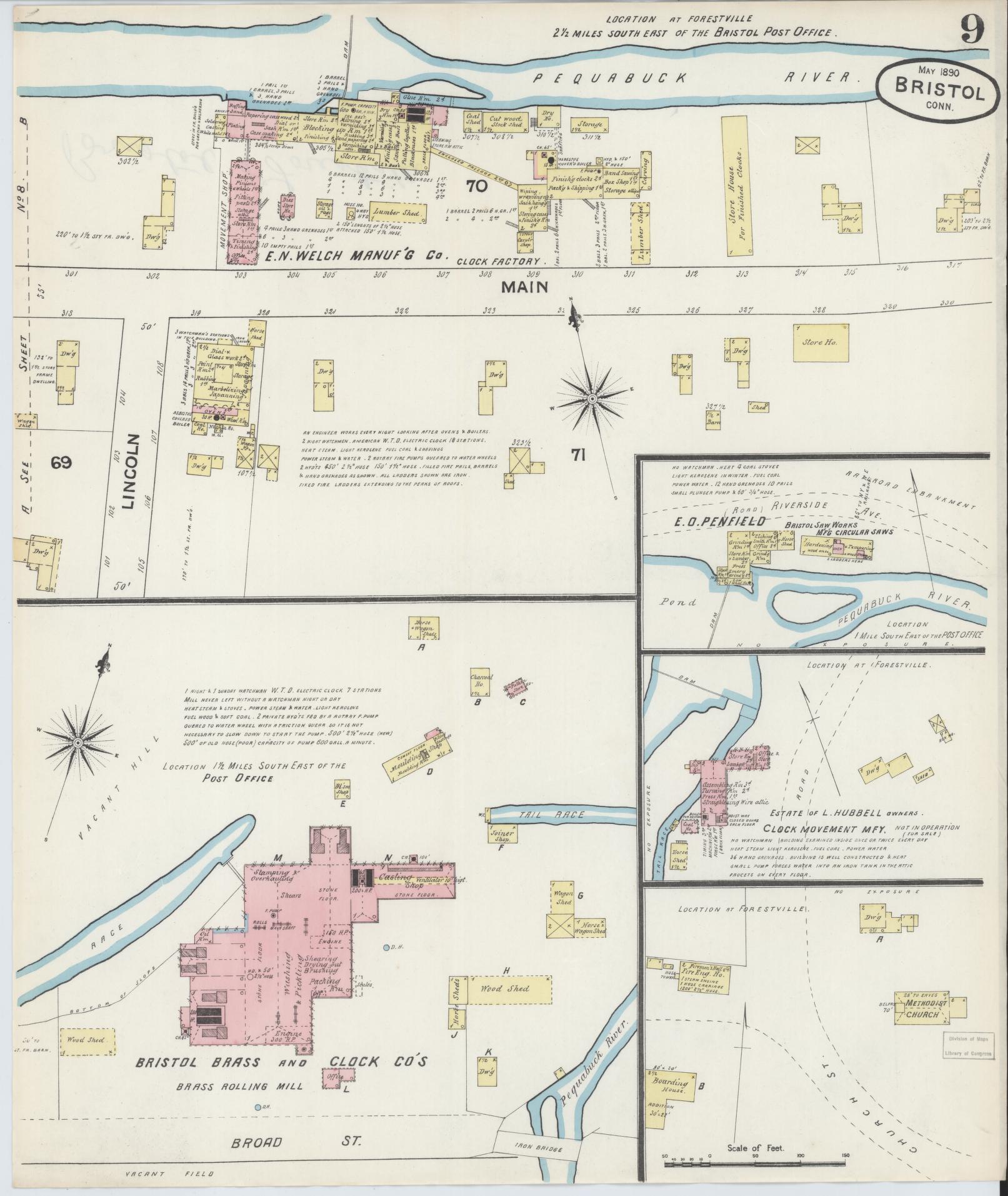 Sanborn Fire Insurance Map from Bristol, Hartford County, Connecticut (1890), Sheet #0008 - Complete Map Set gallery image, historic Sanborn map, vintage wall art, Connecticut Connecticut
