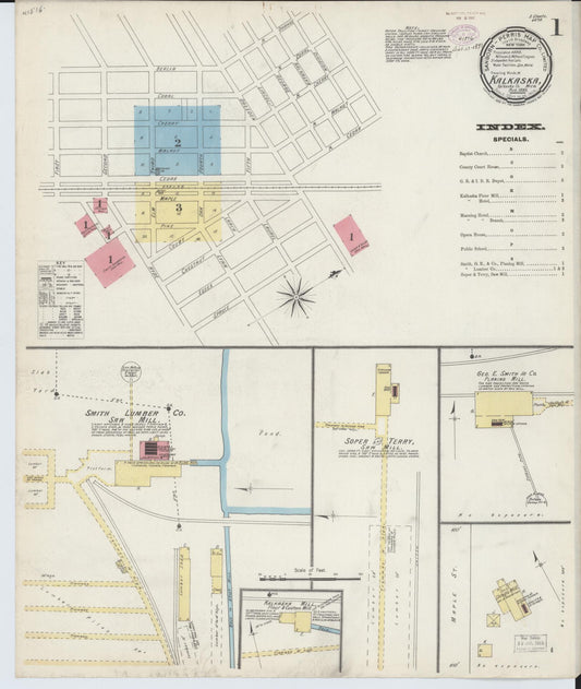 Sanborn Fire Insurance Map from Kalkaska, Kalkaska County, Michigan (1893), Sheet #0001 - Historic Sanborn Fire Insurance Map Print, vintage old map wall art, antique decor, genealogy gift, Michigan Michigan map