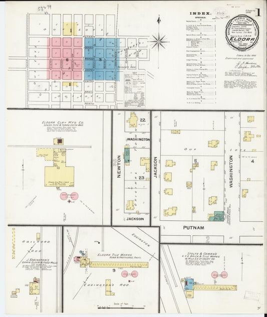 Sanborn Fire Insurance Map from Eldora, Hardin County, Iowa (1893), Sheet #0001 - Historic Sanborn Fire Insurance Map Print, vintage old map wall art