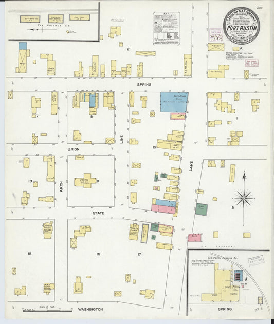 Sanborn Fire Insurance Map from Port Austin, Huron County, Michigan (1909), Sheet #0001 - Historic Sanborn Fire Insurance Map Print, vintage old map wall art, antique decor, genealogy gift, Michigan Michigan map