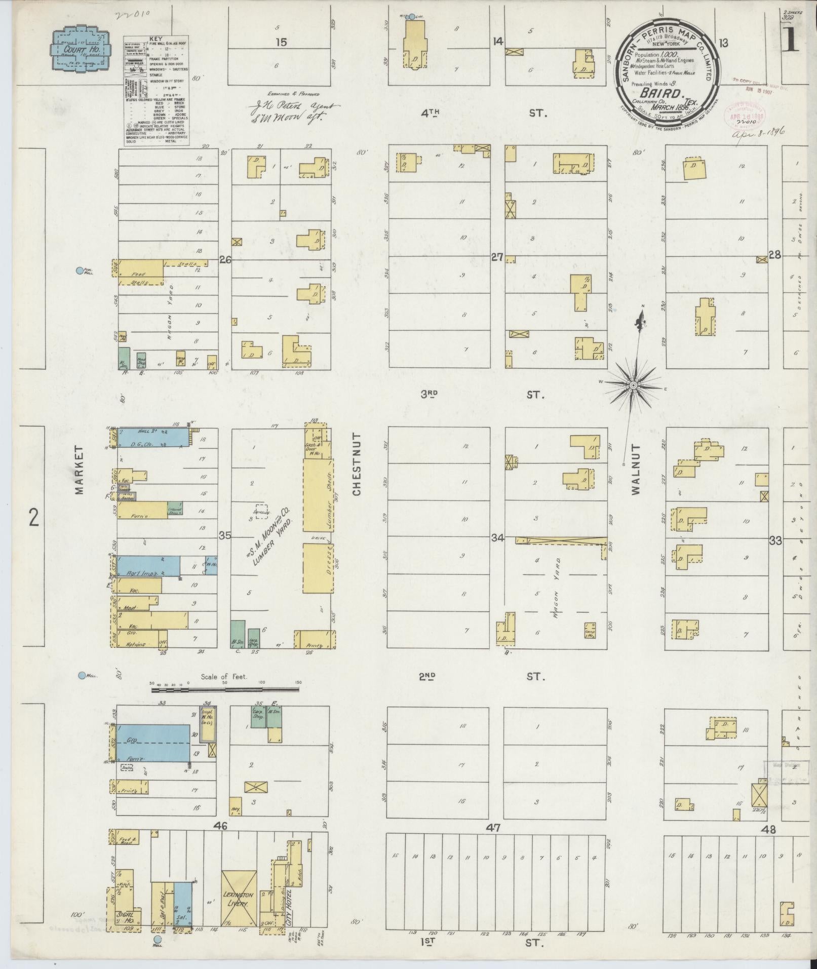 Sanborn Fire Insurance Map from Baird, Callahan County, Texas (1896), Sheet #0001 - Complete Map Set gallery image, historic Sanborn map, vintage wall art, Texas Texas