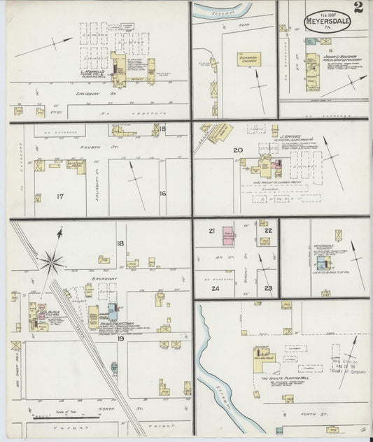 Sanborn Fire Insurance Map from Meyersdale, Somerset County, Pennsylvania (1887), Sheet #0002 - Historic Sanborn Fire Insurance Map Print, vintage old map wall art, antique decor, genealogy gift, Pennsylvania Pennsylvania map