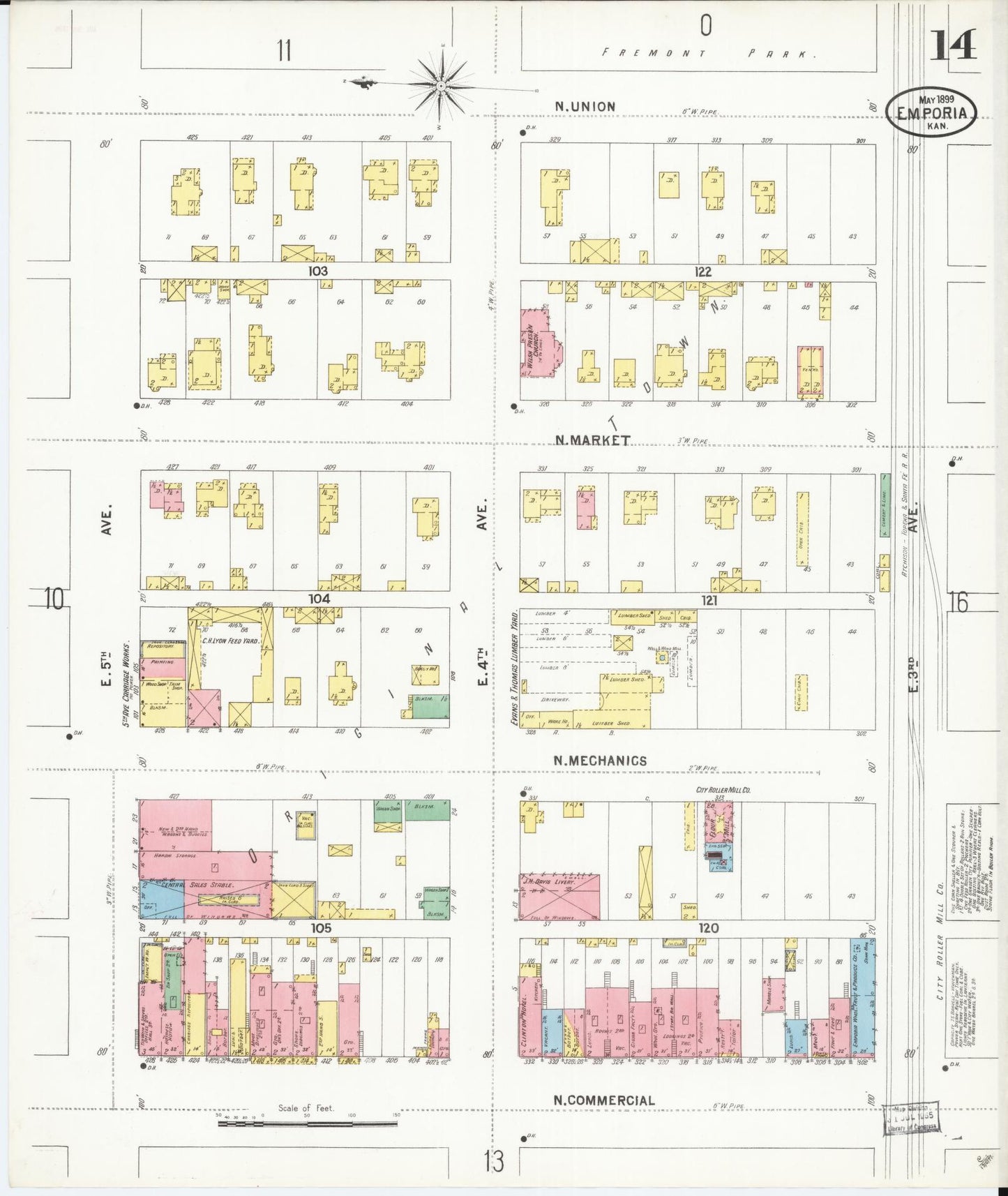 Sanborn Fire Insurance Map from Emporia, Lyon County, Kansas (1899), Sheet #0014 - Complete Map Set gallery image, historic Sanborn map, vintage wall art, Kansas Kansas