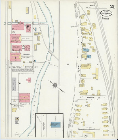 Sanborn Fire Insurance Map from Carbondale, Lackawanna County, Pennsylvania (1912), Sheet #0021 - Complete Map Set gallery image, historic Sanborn map, vintage wall art, Pennsylvania Pennsylvania