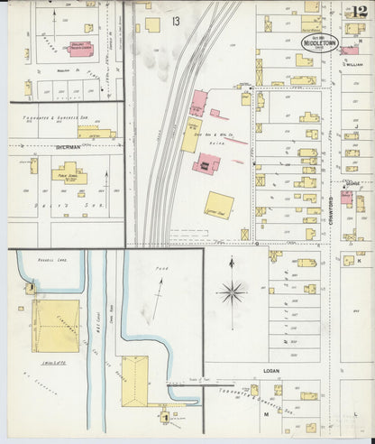 Sanborn Fire Insurance Map from Middletown, Butler County, Ohio (1901), Sheet #0012 - Complete Map Set gallery image, historic Sanborn map, vintage wall art, Ohio Ohio