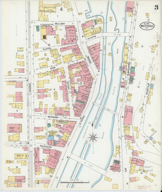 Sanborn Fire Insurance Map from Whitehall, Washington County, New York (1901), Sheet #0003 - Historic Sanborn Fire Insurance Map Print, vintage old map wall art, antique decor, genealogy gift, New York New York map