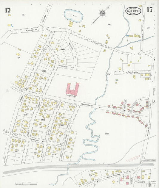 Sanborn Fire Insurance Map from Fairfield, Fairfield County, Connecticut (1930), Sheet #0017 - Historic Sanborn Fire Insurance Map Print, vintage old map wall art, antique decor, genealogy gift, Connecticut Connecticut map