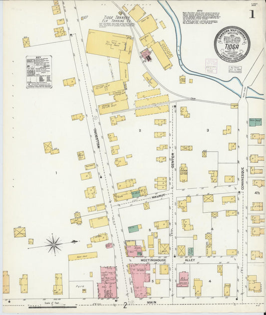 Sanborn Fire Insurance Map from Tioga, Tioga County, Pennsylvania (1903), Sheet #0001 - Historic Sanborn Fire Insurance Map Print, vintage old map wall art, antique decor, genealogy gift, Pennsylvania Pennsylvania map