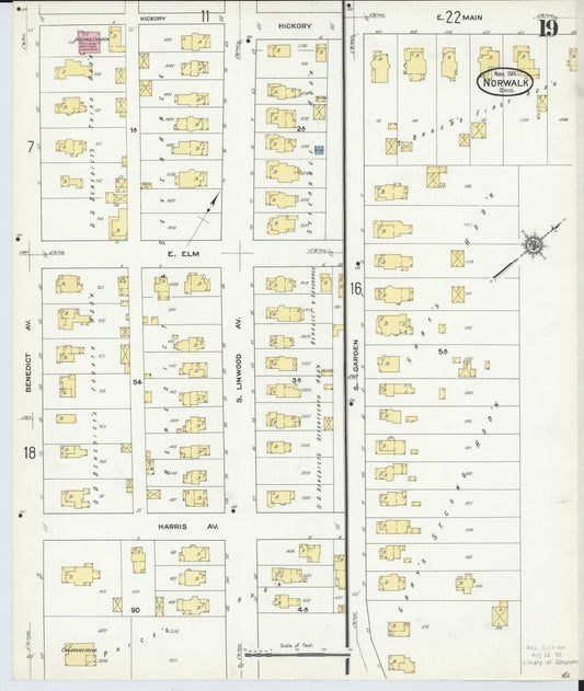 Sanborn Fire Insurance Map from Norwalk, Huron County, Ohio (1911), Sheet #0019 - Historic Sanborn Fire Insurance Map Print, vintage old map wall art, antique decor, genealogy gift, Ohio Ohio map