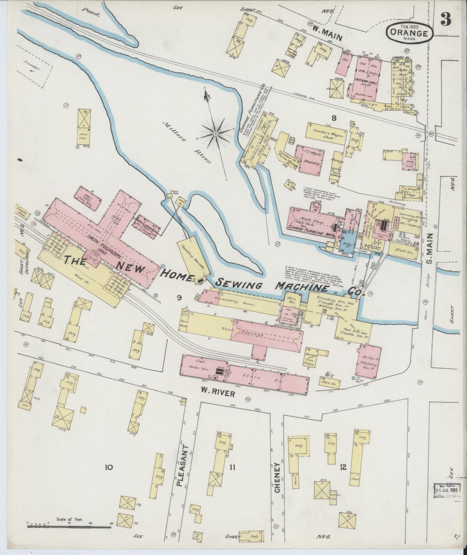 Sanborn Fire Insurance Map from Orange, Franklin County, Massachusetts (1889), Sheet #0003 - Complete Map Set gallery image, historic Sanborn map, vintage wall art, Massachusetts Massachusetts