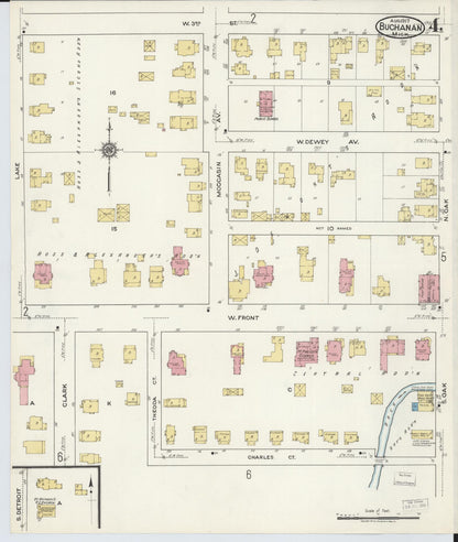 Sanborn Fire Insurance Map from Buchanan, Berrien County, Michigan (1917), Sheet #0004 - Complete Map Set gallery image, historic Sanborn map, vintage wall art, Michigan Michigan