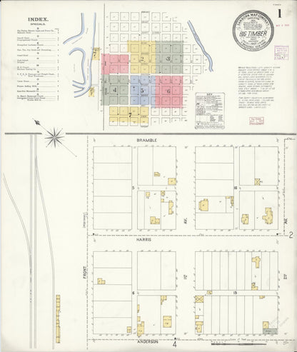 Sanborn Fire Insurance Map from Big Timber, Sweet Grass County, Montana (1907), Sheet #0001 - Complete Map Set gallery image, historic Sanborn map, vintage wall art, Montana Montana