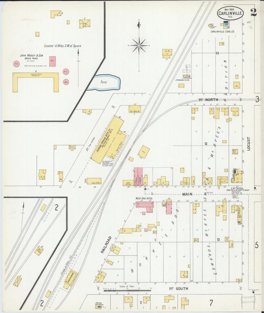 Sanborn Fire Insurance Map from Carlinville, Macoupin County, Illinois (1900), Sheet #0002 - Historic Sanborn Fire Insurance Map Print, vintage old map wall art, antique decor, genealogy gift, Illinois Illinois map