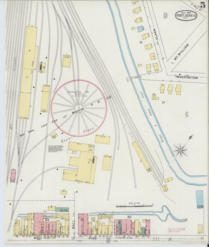 Sanborn Fire Insurance Map from Port Jervis, Orange County, New York (1894), Sheet #0005 - Historic Sanborn Fire Insurance Map Print, vintage old map wall art, antique decor, genealogy gift, New York New York map