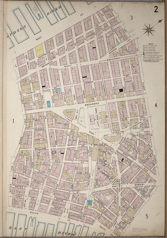 Sanborn Fire Insurance Map from New York; Special Atlases, New York, New York (1913), Sheet #0002 - Historic Sanborn Fire Insurance Map Print, vintage old map wall art, antique decor, genealogy gift, New York New York map