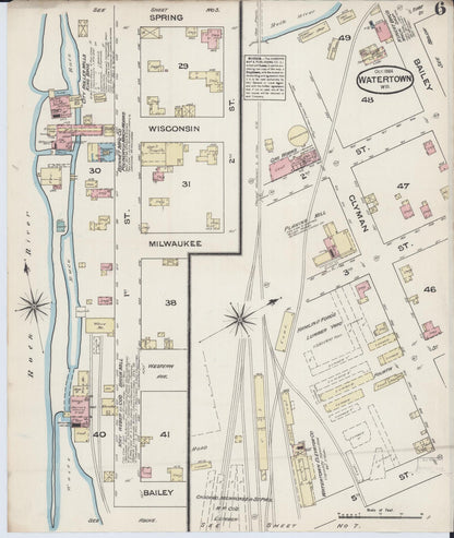 Sanborn Fire Insurance Map from Watertown, Jefferson County, Wisconsin (1884), Sheet #0006 - Complete Map Set gallery image, historic Sanborn map, vintage wall art, Wisconsin Wisconsin
