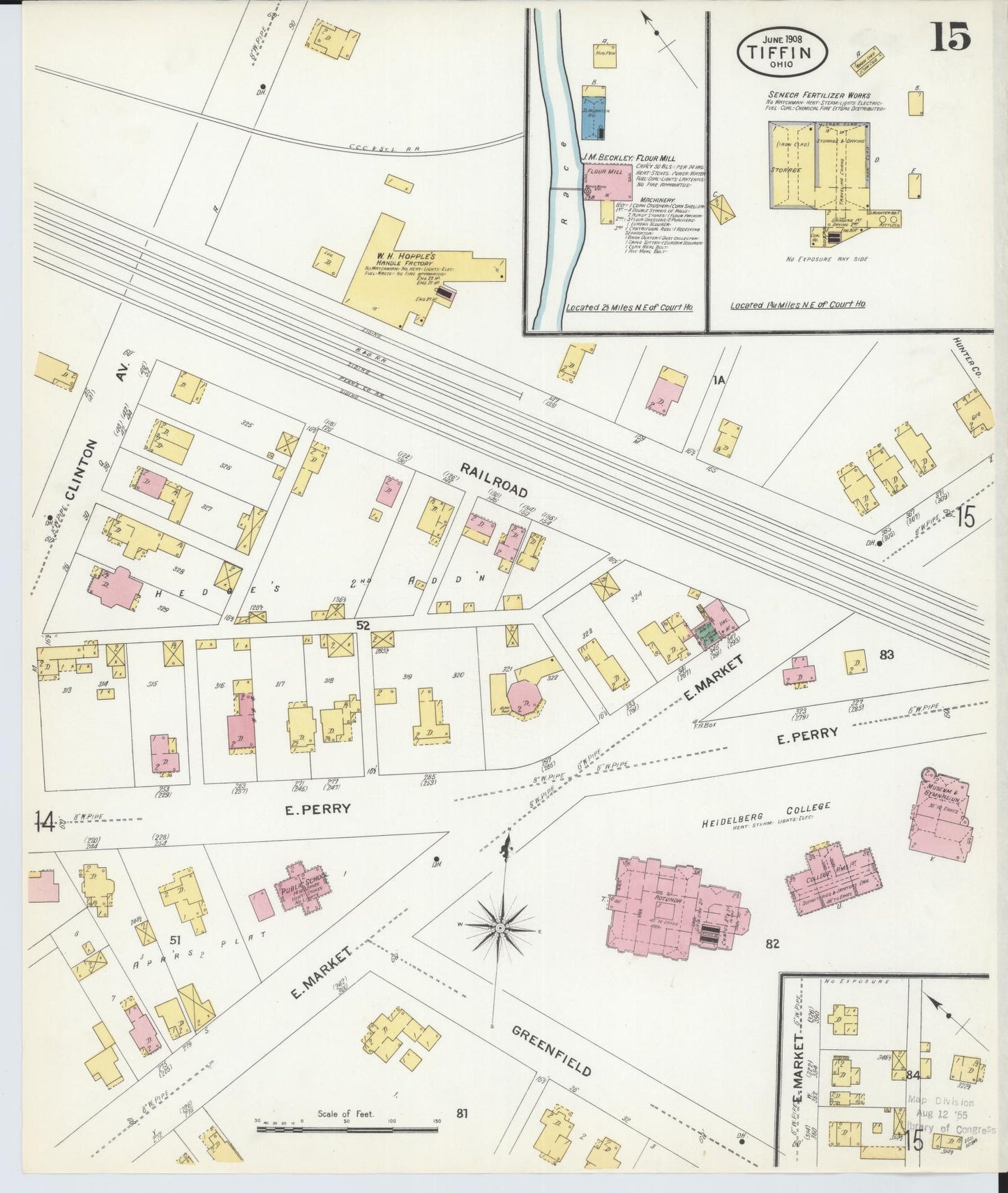 Sanborn Fire Insurance Map from Tiffin, Seneca County, Ohio (1908), Sheet #0015 - Complete Map Set gallery image, historic Sanborn map, vintage wall art, Ohio Ohio