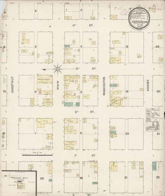 Sanborn Fire Insurance Map from Farmington, Whitman County, Washington (1888), Sheet #0001 - Historic Sanborn Fire Insurance Map Print, vintage old map wall art, antique decor, genealogy gift, Washington Washington map