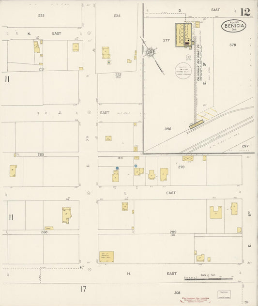 Sanborn Fire Insurance Map from Benicia, Solano County, California (1913), Sheet #0012 - Historic Sanborn Fire Insurance Map Print, vintage old map wall art, antique decor, genealogy gift, California California map