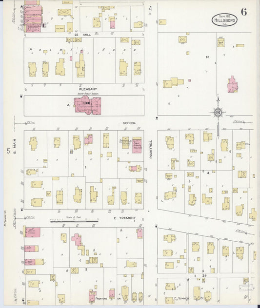 Sanborn Fire Insurance Map from Hillsboro, Montgomery County, Illinois (1912), Sheet #0006 - Historic Sanborn Fire Insurance Map Print, vintage old map wall art, antique decor, genealogy gift, Illinois Illinois map
