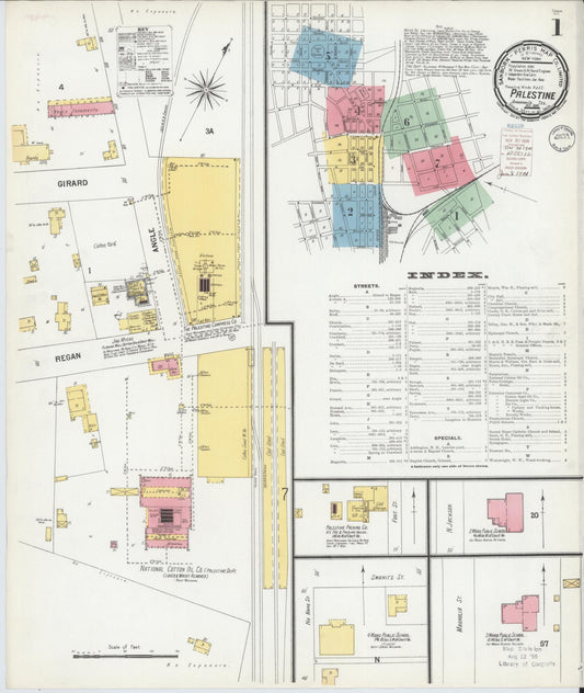 Sanborn Fire Insurance Map from Palestine, Anderson County, Texas (1900), Sheet #0001 - Historic Sanborn Fire Insurance Map Print, vintage old map wall art, antique decor, genealogy gift, Texas Texas map