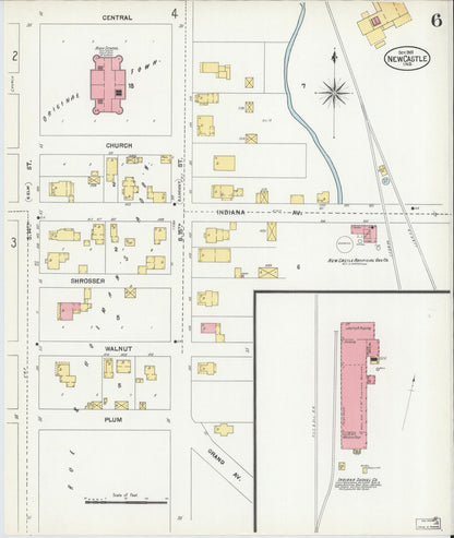 Sanborn Fire Insurance Map from New Castle, Henry County, Indiana (1901), Sheet #0006 - Complete Map Set gallery image, historic Sanborn map, vintage wall art, Indiana Indiana