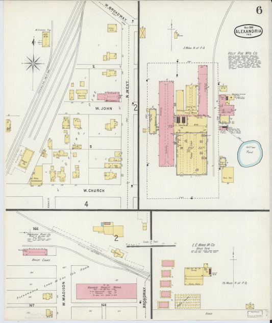 Sanborn Fire Insurance Map from Alexandria, Madison County, Indiana (1896), Sheet #0006 - Historic Sanborn Fire Insurance Map Print, vintage old map wall art, antique decor, genealogy gift, Indiana Indiana map