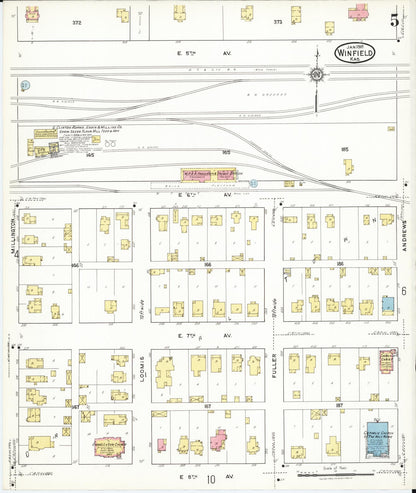 Sanborn Fire Insurance Map from Winfield, Cowley County, Kansas (1918), Sheet #0005 - Complete Map Set gallery image, historic Sanborn map, vintage wall art, Kansas Kansas