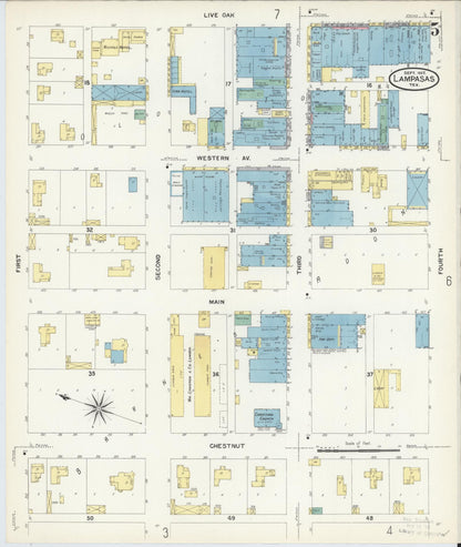 Sanborn Fire Insurance Map from Lampasas, Lampasas County, Texas (1907), Sheet #0005 - Complete Map Set gallery image, historic Sanborn map, vintage wall art, Texas Texas