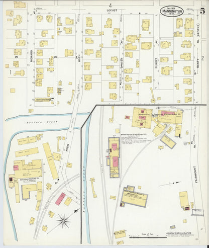Sanborn Fire Insurance Map from Mannington, Marion County, West Virginia (1908), Sheet #0005 - Complete Map Set gallery image, historic Sanborn map, vintage wall art, West Virginia West Virginia