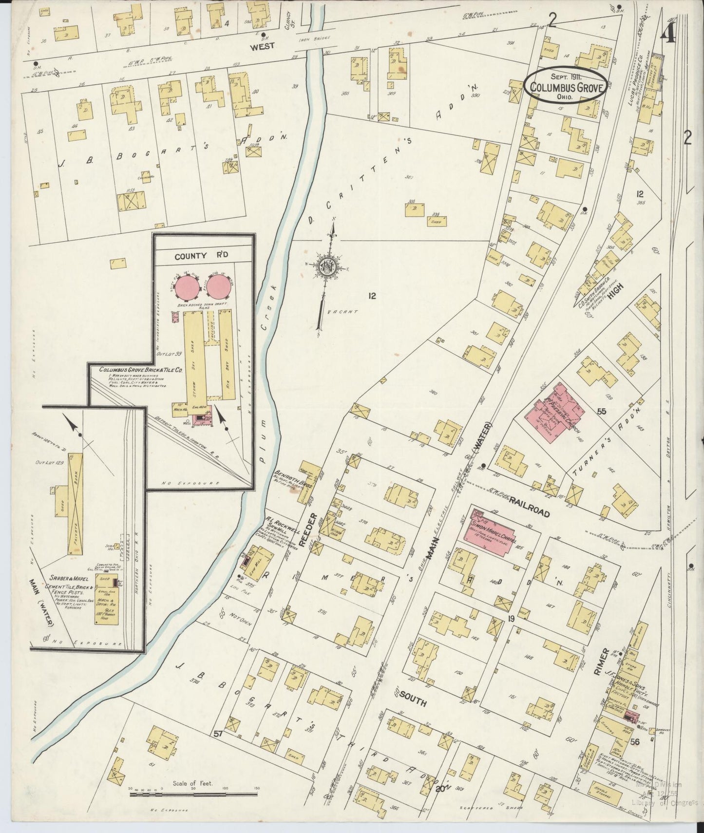 Sanborn Fire Insurance Map from Columbus Grove, Putnam County, Ohio (1911), Sheet #0004 - Complete Map Set gallery image, historic Sanborn map, vintage wall art, Ohio Ohio
