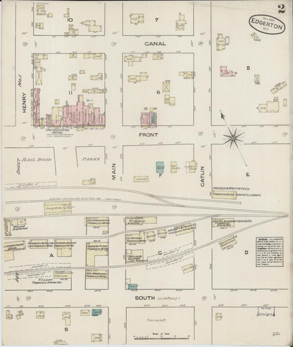 Sanborn Fire Insurance Map from Edgerton, Rock County, Wisconsin (1884), Sheet #0002 - Complete Map Set gallery image, historic Sanborn map, vintage wall art, Wisconsin Wisconsin