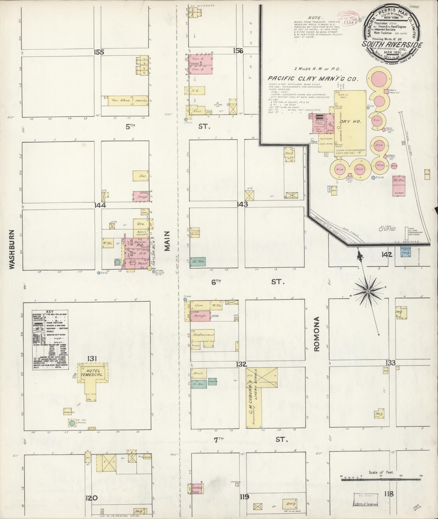 Sanborn Fire Insurance Map from South Riverside, Riverside County, California. (1891) – Historic Sanborn Fire Insurance Map Print