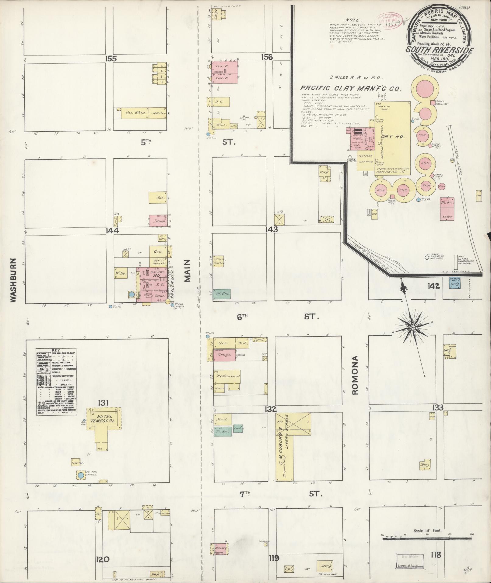 Sanborn Fire Insurance Map from South Riverside, Riverside County, California. (1891) – Historic Sanborn Fire Insurance Map Print