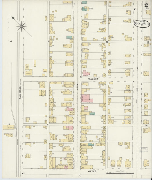 Sanborn Fire Insurance Map from Hughesville, Lycoming County, Pennsylvania (1896), Sheet #0002 - Historic Sanborn Fire Insurance Map Print, vintage old map wall art, antique decor, genealogy gift, Pennsylvania Pennsylvania map