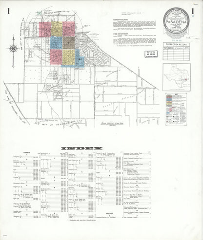 Sanborn Fire Insurance Map from Pasadena, Harris County, Texas (1943), Sheet #0001 - Complete Map Set gallery image, historic Sanborn map, vintage wall art, Texas Texas