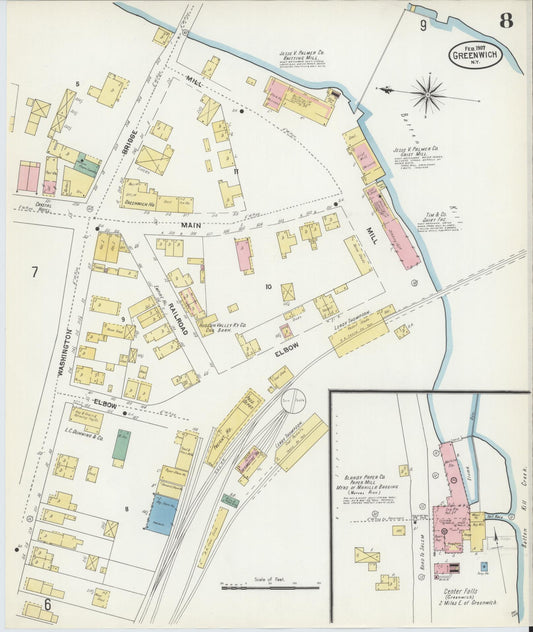 Sanborn Fire Insurance Map from Greenwich, Washington County, New York (1907), Sheet #0008 - Historic Sanborn Fire Insurance Map Print, vintage old map wall art, antique decor, genealogy gift, New York New York map