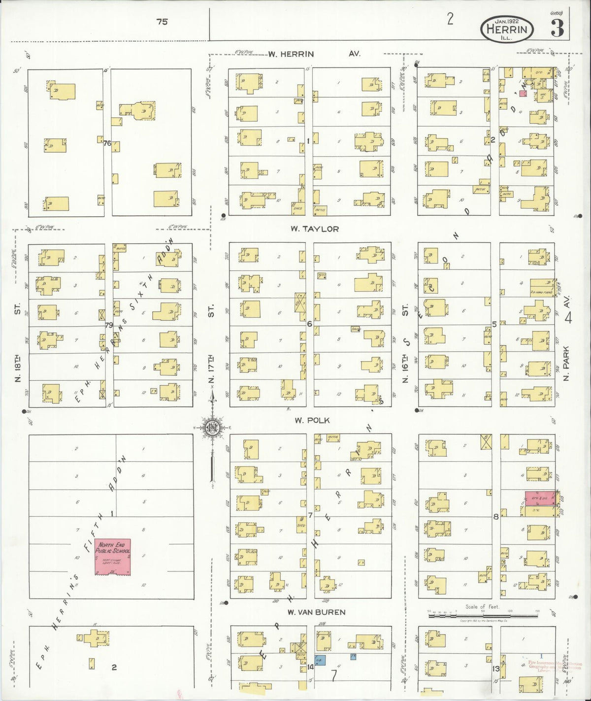 Sanborn Fire Insurance Map from Herrin, Williamson County, Illinois (1922), Sheet #0003 - Complete Map Set gallery image, historic Sanborn map, vintage wall art, Illinois Illinois