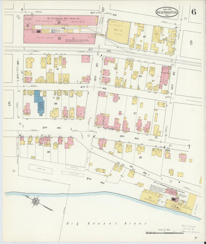 Sanborn Fire Insurance Map from New Brighton, Beaver County, Pennsylvania (1913), Sheet #0006 - Complete Map Set gallery image, historic Sanborn map, vintage wall art, Pennsylvania Pennsylvania