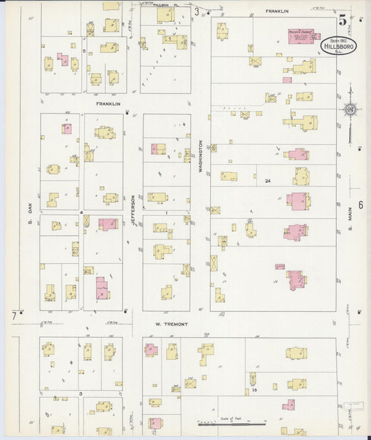 Sanborn Fire Insurance Map from Hillsboro, Montgomery County, Illinois (1912), Sheet #0005 - Historic Sanborn Fire Insurance Map Print, vintage old map wall art, antique decor, genealogy gift, Illinois Illinois map