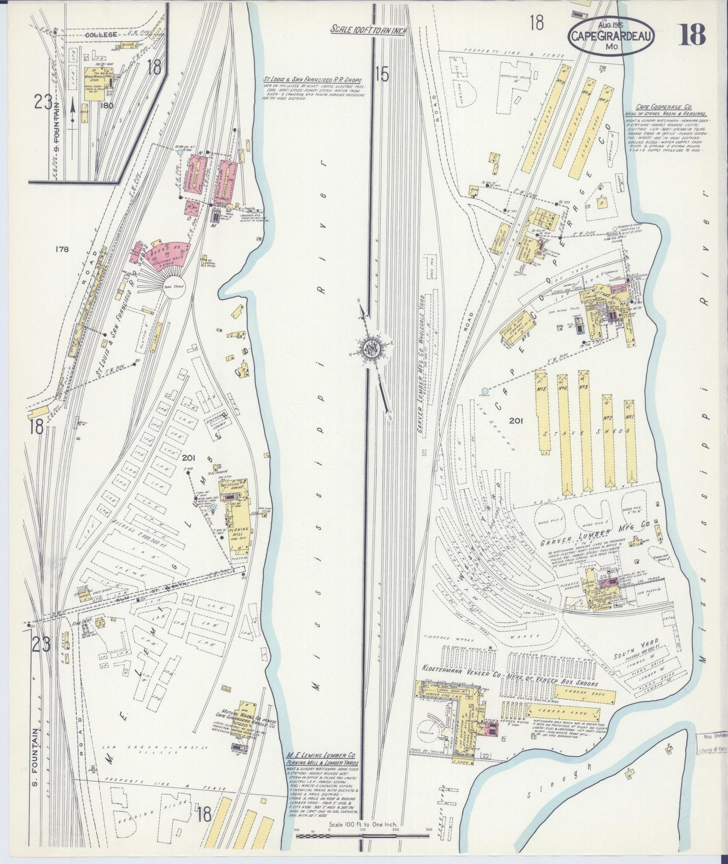 Sanborn Fire Insurance Map from Cape Girardeau, Cape Girardeau County, Missouri (1915), Sheet #0018 - Complete Map Set gallery image, historic Sanborn map, vintage wall art, Missouri Missouri
