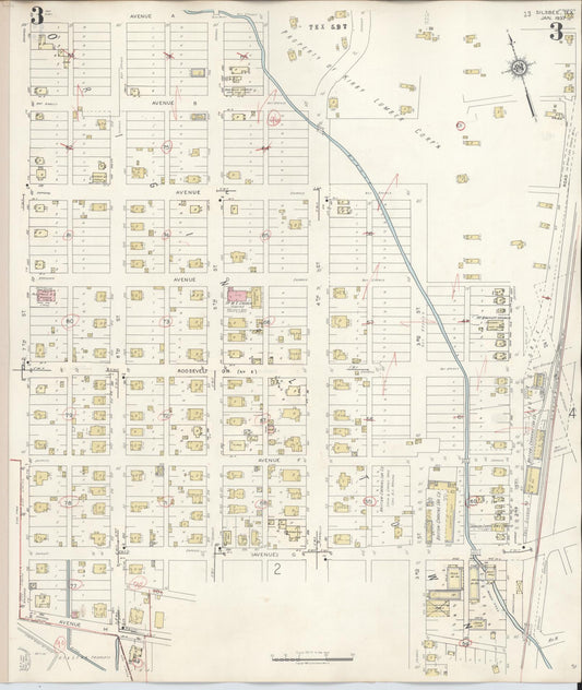 Sanborn Fire Insurance Map from Silsbee, Hardin County, Texas (1942), Sheet #0003 - Historic Sanborn Fire Insurance Map Print, vintage old map wall art, antique decor, genealogy gift, Texas Texas map