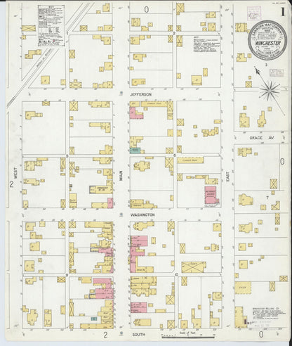 Sanborn Fire Insurance Map from Winchester, Adams County, Ohio (1904), Sheet #0001 - Historic Sanborn Fire Insurance Map Print, vintage old map wall art, antique decor, genealogy gift, Ohio Ohio map