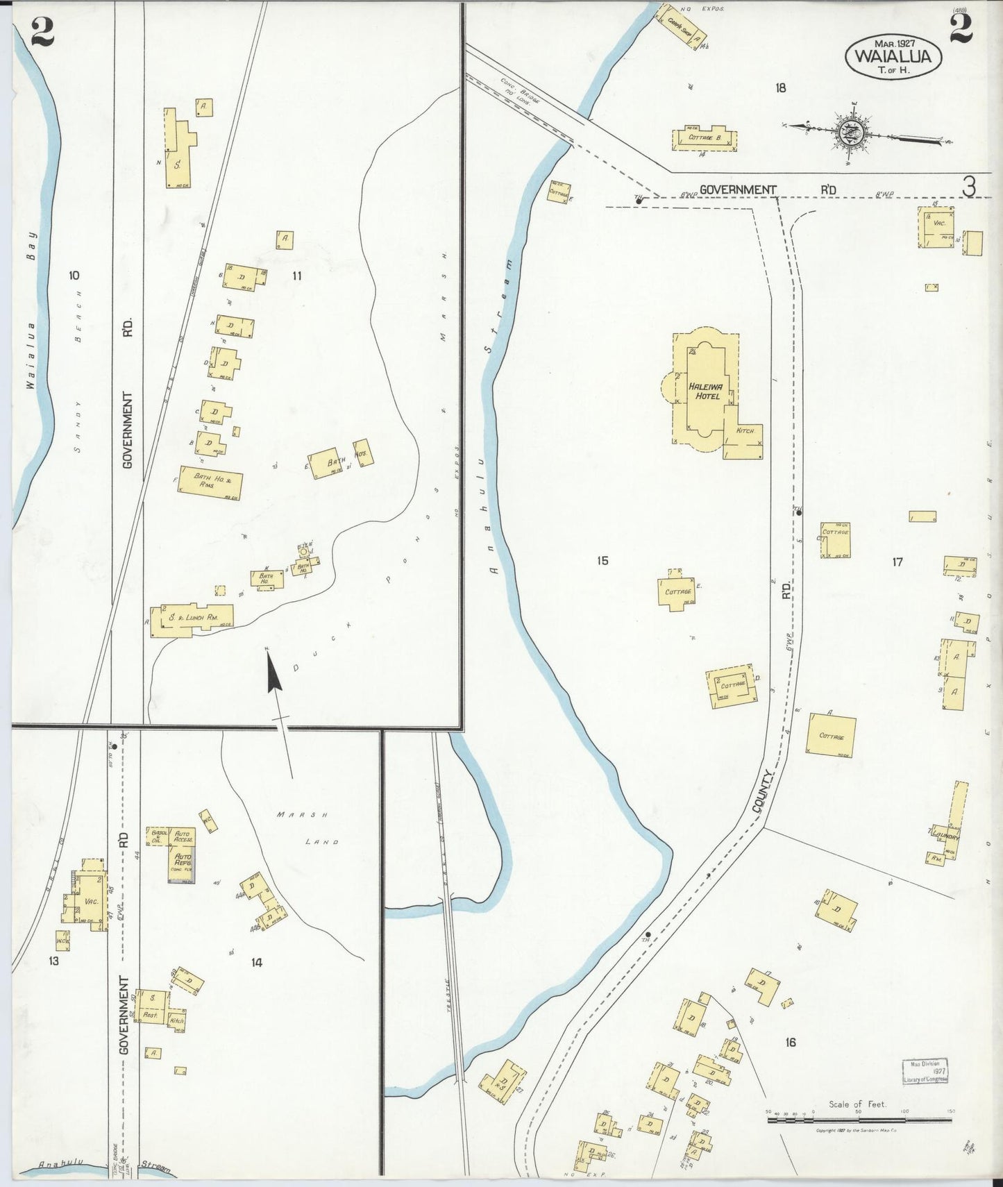 Sanborn Fire Insurance Map from Waialua, Honolulu County, Hawaii (1927), Sheet #0002 - Complete Map Set gallery image, historic Sanborn map, vintage wall art, Hawaii Hawaii