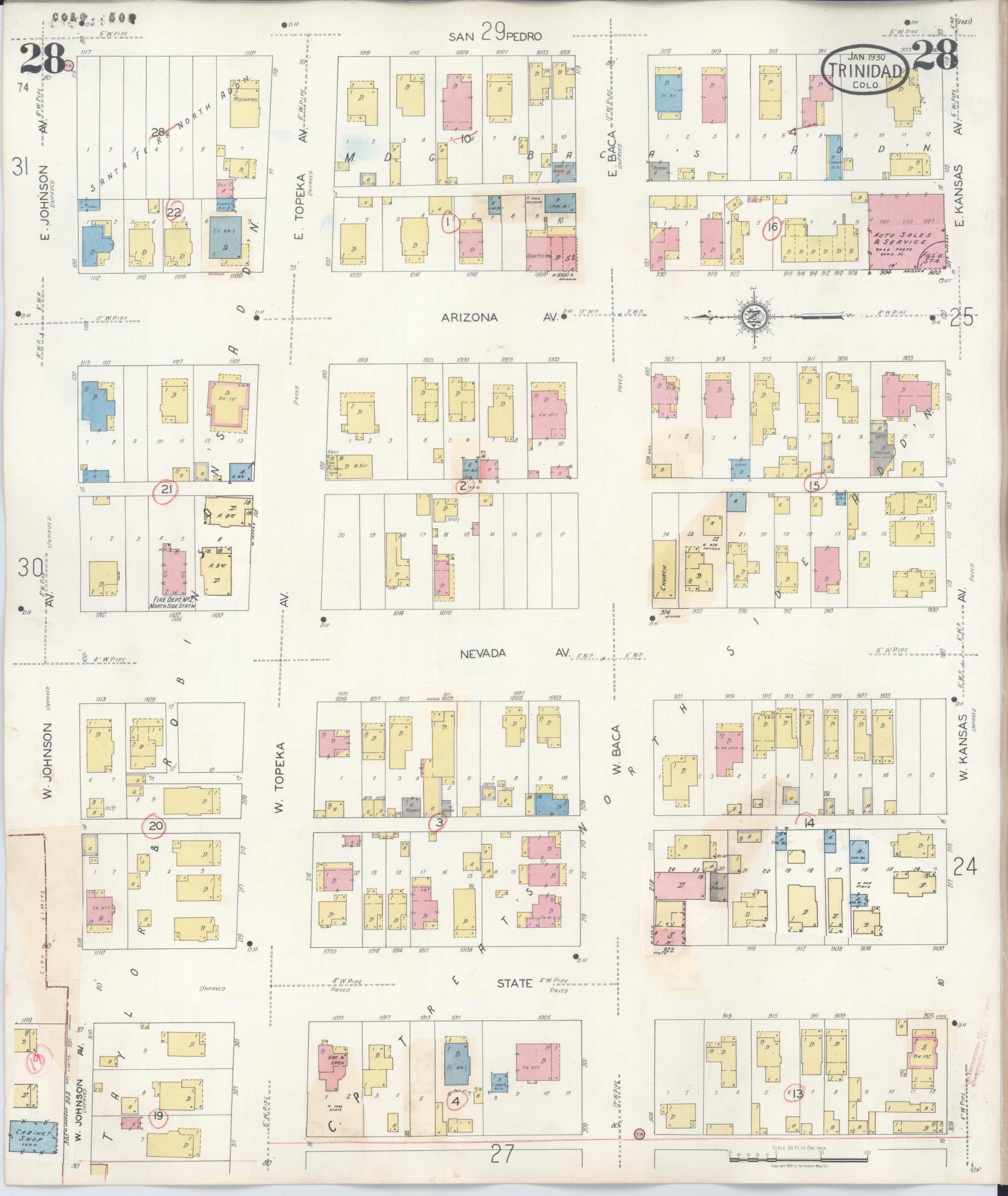 Sanborn Fire Insurance Map from Trinidad, Las Animas County, Colorado (1948), Sheet #0028 - Historic Sanborn Fire Insurance Map Print, vintage old map wall art, antique decor, genealogy gift, Colorado Colorado map