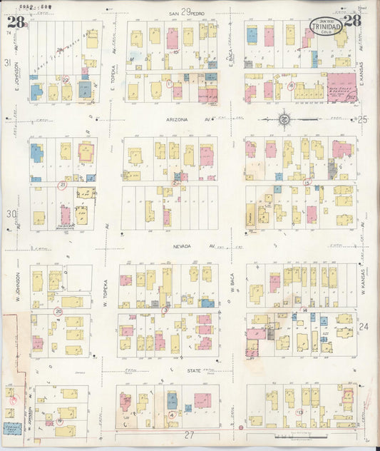 Sanborn Fire Insurance Map from Trinidad, Las Animas County, Colorado (1948), Sheet #0028 - Historic Sanborn Fire Insurance Map Print, vintage old map wall art, antique decor, genealogy gift, Colorado Colorado map