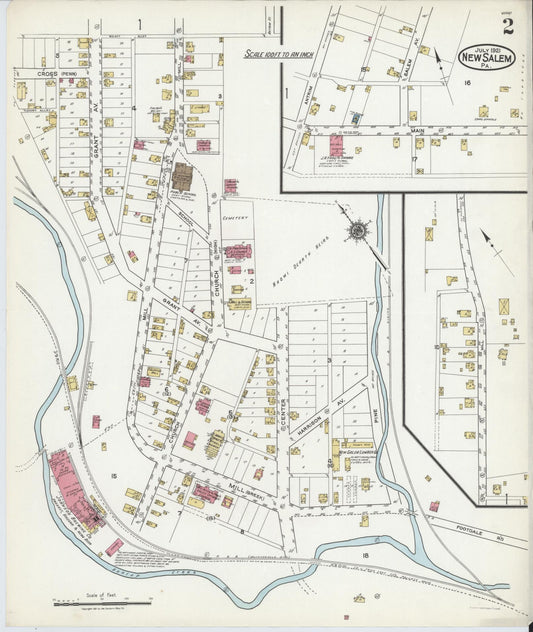 Sanborn Fire Insurance Map from New Salem, Fayette County, Pennsylvania (1921), Sheet #0002 - Historic Sanborn Fire Insurance Map Print, vintage old map wall art, antique decor, genealogy gift, Pennsylvania Pennsylvania map