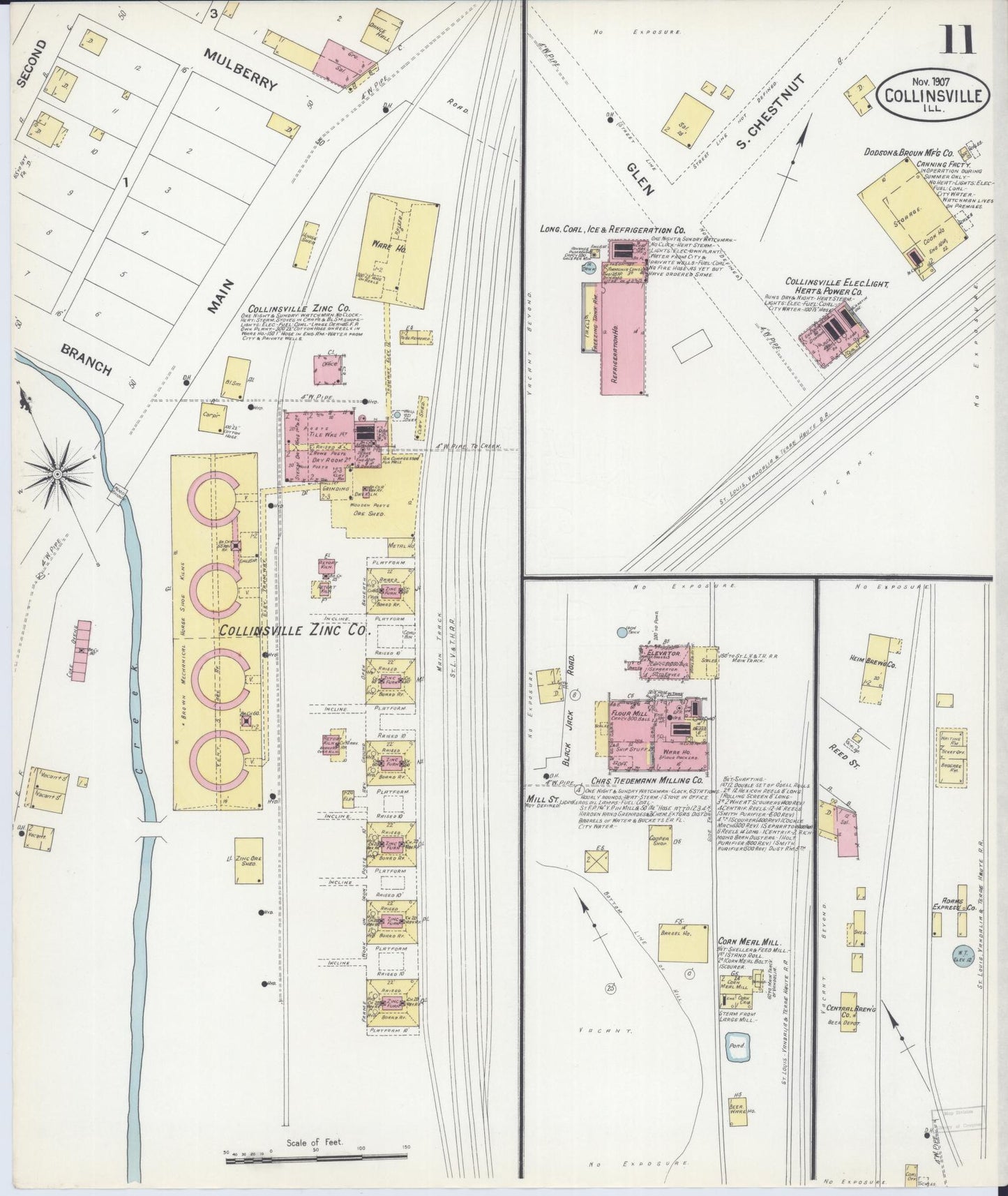 Sanborn Fire Insurance Map from Collinsville, Madison County, Illinois (1907), Sheet #0011 - Complete Map Set gallery image, historic Sanborn map, vintage wall art, Illinois Illinois