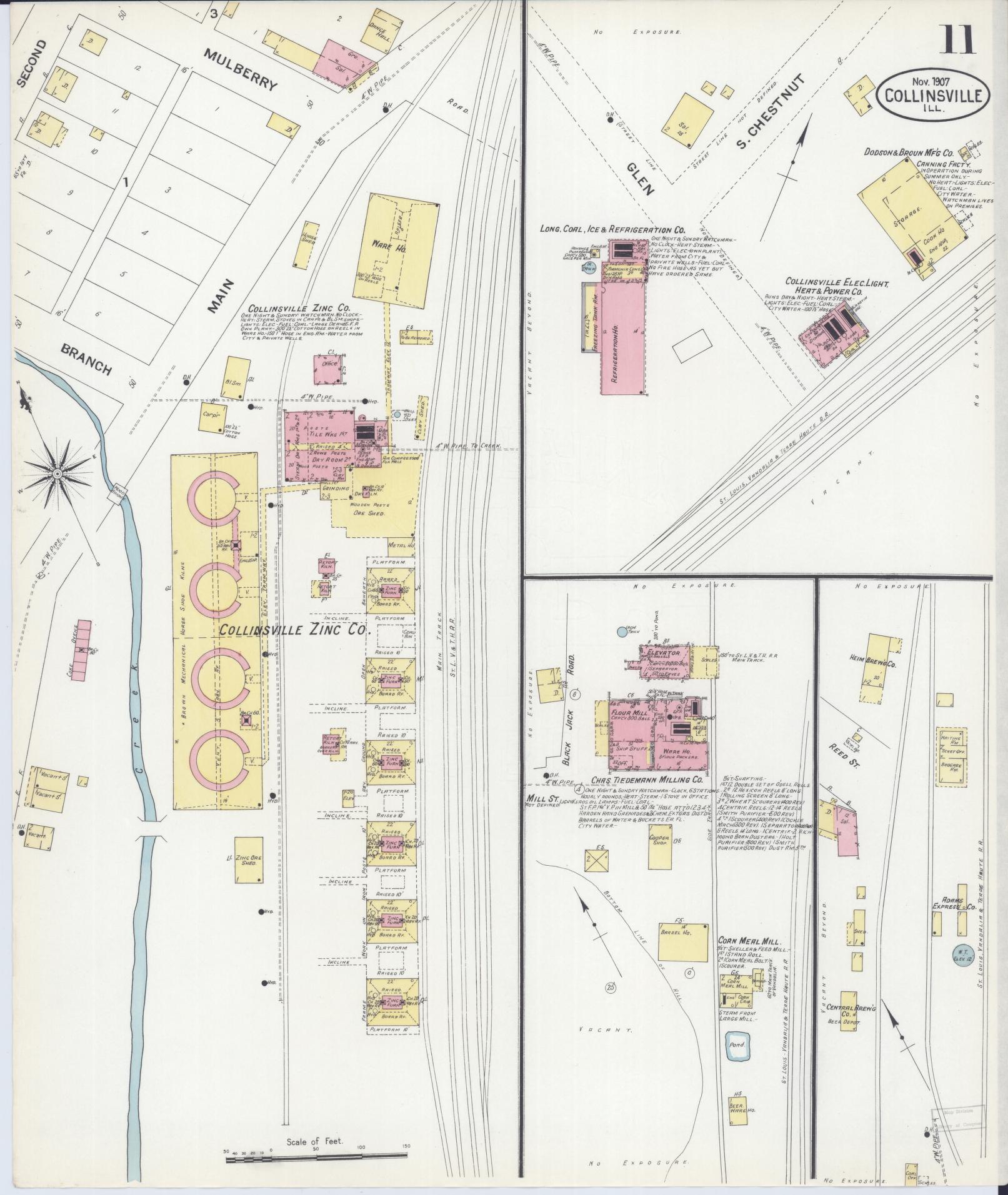 Sanborn Fire Insurance Map from Collinsville, Madison County, Illinois (1907), Sheet #0011 - Complete Map Set gallery image, historic Sanborn map, vintage wall art, Illinois Illinois