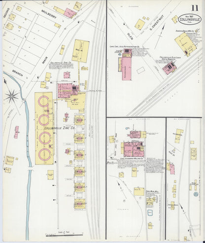 Sanborn Fire Insurance Map from Collinsville, Madison County, Illinois (1907), Sheet #0011 - Complete Map Set gallery image, historic Sanborn map, vintage wall art, Illinois Illinois